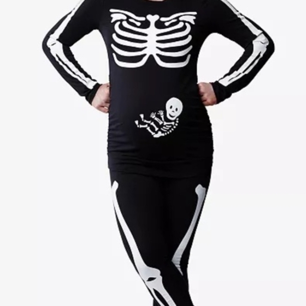 Motherhood Black and White Skeleton Maternity Costume 3x